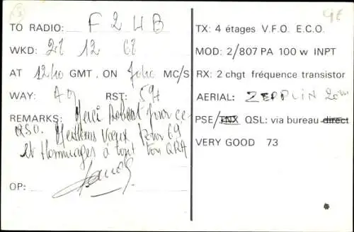 Ak QSL Funkerkarte, F6AKP, Vierzon Cher