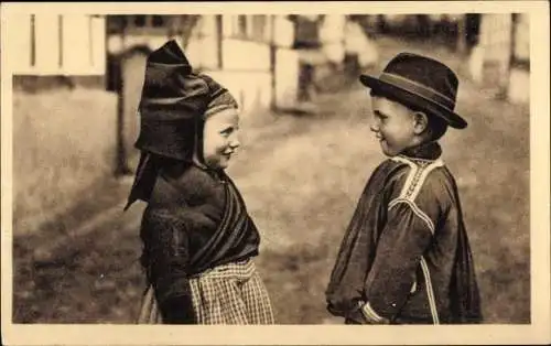 Ak En Alsace, Hansel et Liesel, Kinder in Elsässer Tracht