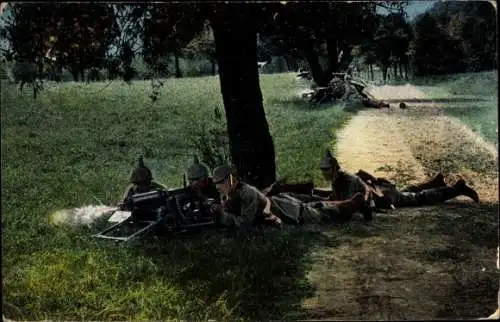 Ak Das Deutsche Heer, Infanterie Maschinengewehrabteilung in Erwartung des Feindes