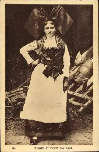 Ak Frau in Volkstracht aus dem Elsass