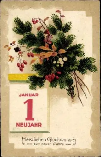 Ak Glückwunsch Neujahr, Kalender Januar 1