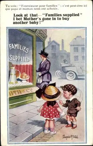 Künstler Ak McGill, Donald, Kinder vor einem Geschäft