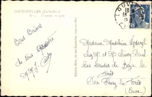 Ak Courseulles sur Mer Calvados, Hafeneinfahrt, Fischerboot