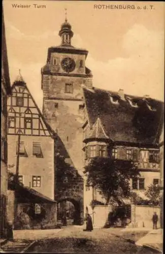 Ak Rothenburg ob der Tauber Mittelfranken, Weißer Turm