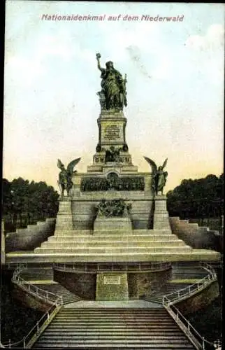 Relief Ak Rüdesheim am Rhein in Hessen, Nationaldenkmal auf dem Niederwald