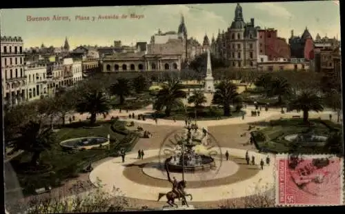 Ak Buenos Aires Argentinien, Plaza y Avenida de Mayo