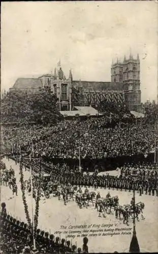 Ak Westminster London, Krönung von König George V., Westminster Abbey, Parade