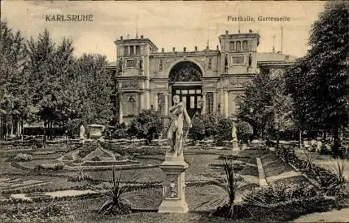 Ak Karlsruhe in Baden, Festhalle, Gartenseite