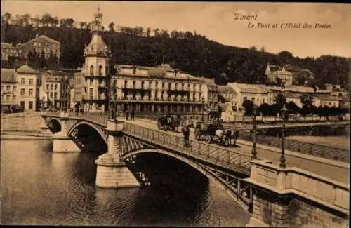 Ak Dinant Wallonia Namur, Brücke und Hôtel des Postes