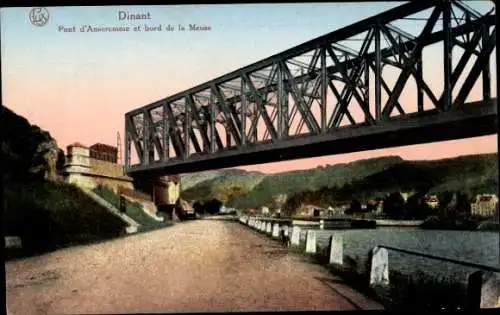 Ak Dinant Wallonien Namur, Pont d'Anseremme und Ufer der Maas