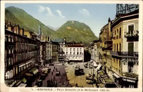 Ak Grenoble-Isère, Place Grenette und St. Eynard