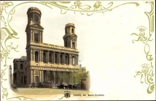 Passepartout Litho Ak Paris X, Saint Sulpice