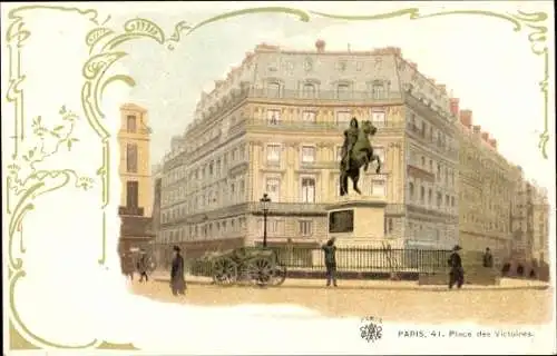 Ak Litho Paris I., Place des Victoires