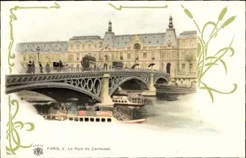 Passepartout Künstler Litho Paris XVI, Le Pont du Carrousel