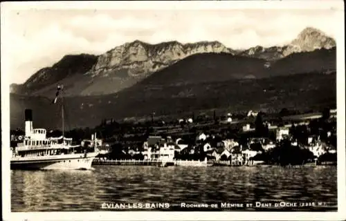 Ak Évian les Bains Haute Savoie, Teilansicht, Dampfer