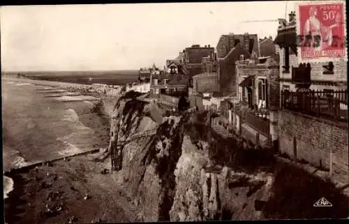 Ak Onival Ault Somme, Chemin des Douaniers und der kleine Strand