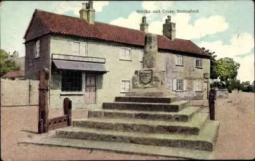 Ak Bottesford Leicestershire Leicestershire England, Stocks and Cross, Denkmal