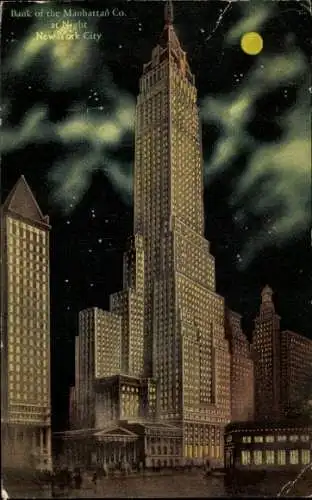 Ak Manhattan New York City USA, Chrysler Building bei Nacht, Bank