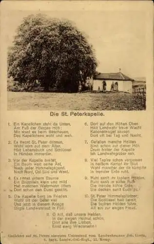 Ak St. Peter im Hochschwarzwald, Wallfahrtsort Maria Lindenberg, Wallfahrtskapelle, Gedicht