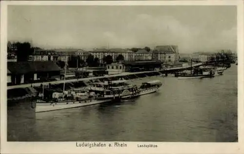 Ak Ludwigshafen am Rhein Rheinland Pfalz, Landeplätze, Salondampfer