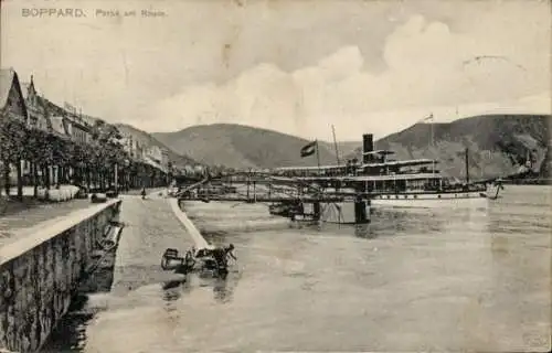 Ak Boppard am Rhein, Promenade, Anleger, Schiff