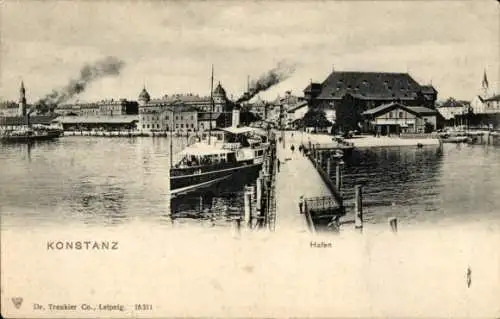 Ak Konstanz am Bodensee, Hafen, Anleger, Schiffe