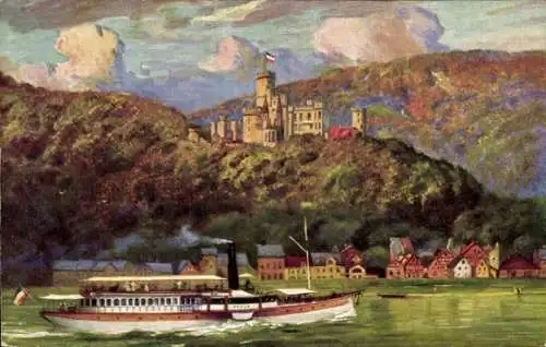 Ak Capellen Kapellen Stolzenfels Koblenz am Rhein, Burg, Dampfer Hansa