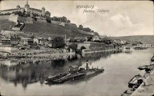 Ak Würzburg am Main Unterfranken, Festung, Südseite, Fähre