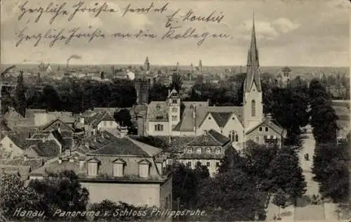 Ak Hanau am Main, Panorama von Schloss Philippsruhe