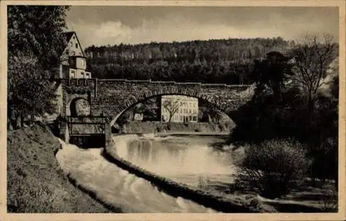 Ak Dillweißenstein Pforzheim im Schwarzwald, Uferlandschaft