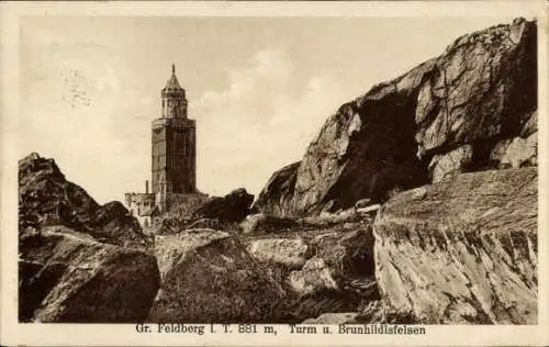 Ak Niederreifenberg Schmitten im Taunus, Großer Feldberg, Turm, Brunhildisfelsen