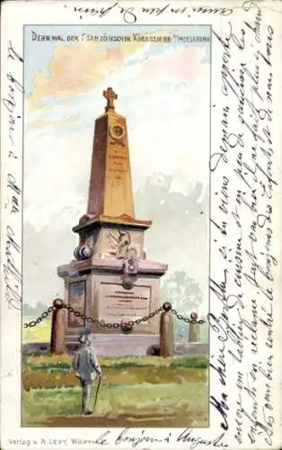 Litho Morsbronn les Bains Elsass Bas Rhin, Französisches Kürassier Denkmal