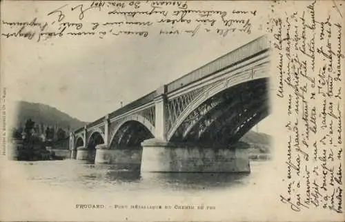 Ak Frouard Meurthe et Moselle, Pont Metallique du chemin de fer