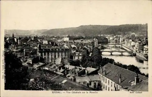 Ak Épinal Lothringen Vosges, vue generale sur la Moselle