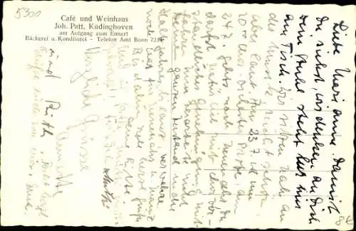 Ak Küdinghoven Beuel Bonn am Rhein, Teilansicht, Kirche, Gasthaus v. Joh. Patt