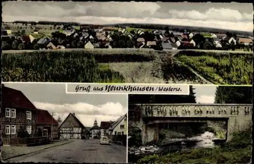 Ak Neunkhausen im Westerwald, Panorama, Gasthof Zur Post, Brücke