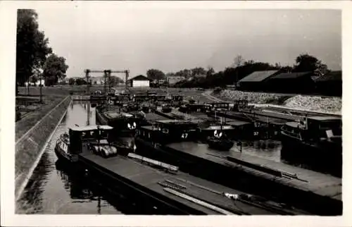 Ak Huningue Hüningen Elsass Haut Rhin, Kanal, Lastkähne