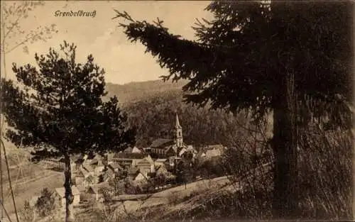 Ak Grendelbruch Elsass Bas Rhin, Gesamtansicht, Kirche