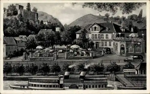 Ak Niederheimbach am Rhein, Hotel-Restaurant Pension Pfälzer Hof, Burg