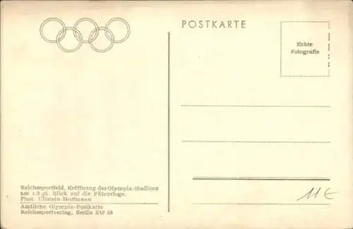 Ak Berlin Charlottenburg Westend, Reichssportfeld, Olympiastadion, Eröffnung 1. August 1936