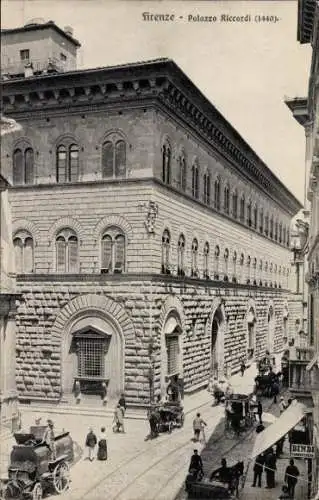 Ak Firenze Toscana, Palazzo Riccardi, Straße, Verkehr, Kutschen