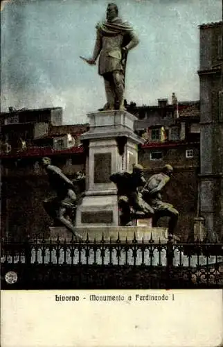 Ak Livorno Toscana, Denkmal von Ferdinand I.