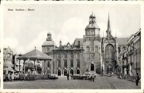 Ak Goes Zeeland Niederlande, Rathaus, Markt