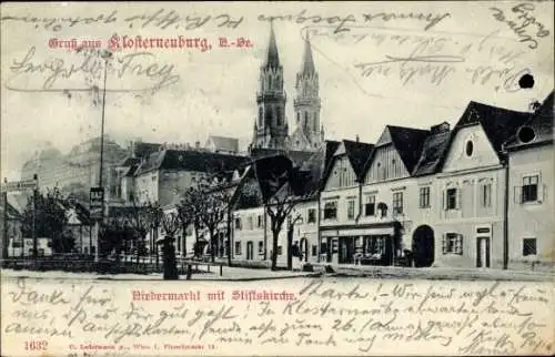 Ak Klosterneuburg in Niederösterreich, Niedermarkt mit Stiftskirche