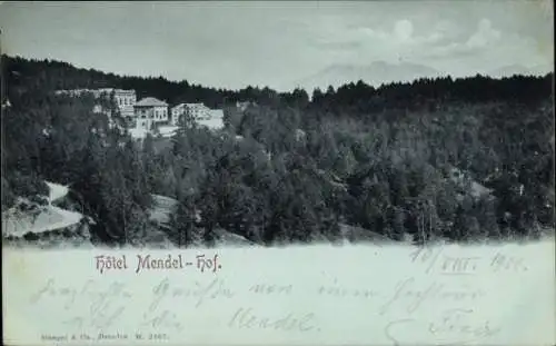 Mondschein Ak Passo della Mendola Mendel Mendelpass Südtirol, Hotel Mendel Hof bei Nacht