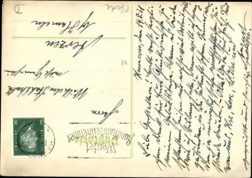 Künstler Ak Pferd, Blätter, Rohrkolben