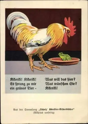 Ak Scholz's Künstler-Bilderbücher, Hahn, Frosch