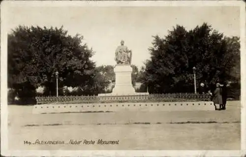 Ak Alexandria Ägypten, Nuba Pasha Denkmal