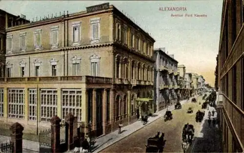 Ak Alexandria Ägypten, Port Kasette Straße, Hotel