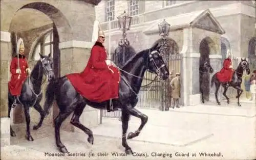 Künstler Ak City of Westminster London England, Whitehall, Changing Guard